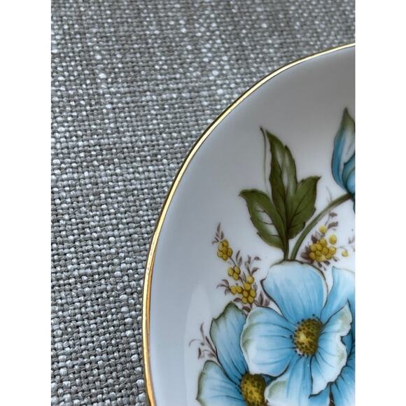 Queen Anne Blue Poppy Flowers Saucer Vintage Bone China England - Picture 7 of 9